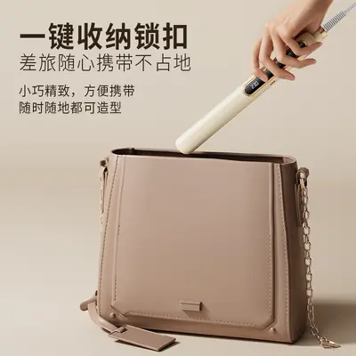 Portable Electric Hair Straightener Mini Flat Iron Dual-Use Hair Straightener and Curler Negative Ion Damage-Free