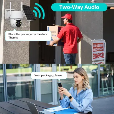 Yisiyun Wireless 4MP Outdoor Low Power Solar Monitoring Camera Kit with NVR