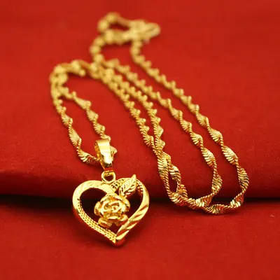 Women's Water Drop Pendant Necklace with Flower Collarbone Chain - 11