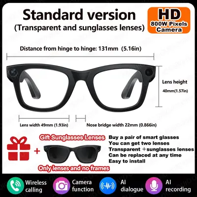 Grenzüberschreitend neue E03 intelligente KI-Foto-Brille mit 800W Kamera, Bildstabilisierung, Fotografie, Erkennung, Übersetzung intelligente Brille - 6