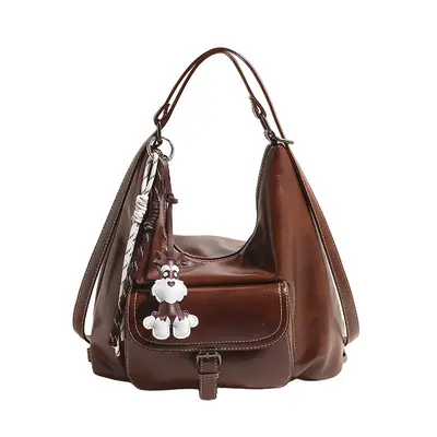 Maillard style backpack women 2025 new large capacity soft leather shoulder bag suburban multi-functional crossbody bag women's bag - 7