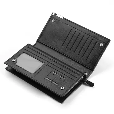 Men's long zip wallet with anti-theft protection and multi-card slots - 3