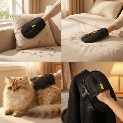 Haustier-Reinigungshandschuh ohne Waschen, antistatischer Enthaarungshandschuh, Katzenhaar-Reinigungswerkzeug, doppelseitiger Haarsammelhandschuh, Hausierer-Enthaarungsgerät