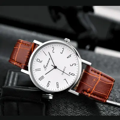 Herrenuhren des Herstellers auf Lager Großhandel, Beamtenprüfungsuhr, grenzüberschreitende Quarzuhr, Herrenuhr mit Lederarmband. - 3
