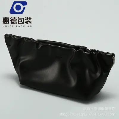 Black leather sunglasses case, large capacity, cloud design - 10