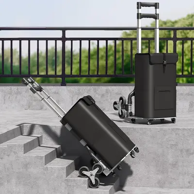 Foldable Lightweight Hand Trolley for Shopping and Luggage, Stair-Climbing