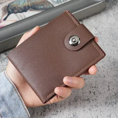 Men's Short Button Horizontal Wallet with Multiple Card Slots - 8