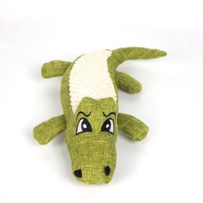 Plush Dog Crocodile Toy with Squeaker, Durable Teeth Cleaning Chew - 7