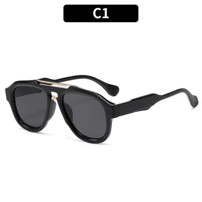 Double-Bridge Aviator Sunglasses, Unisex, UV Protection - 6