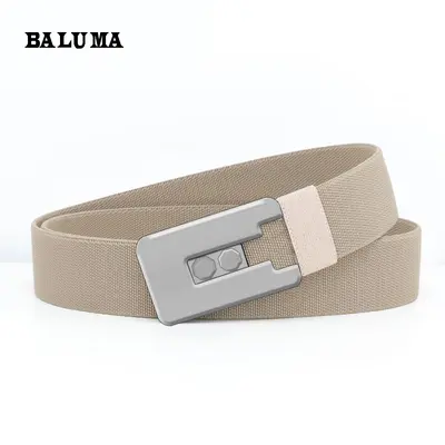 Baluma hochelastischer Segeltuch-Ledergürtel für Herren Nylon-Taktikgürtel modischer Doppelschnallengürtel vielseitiger Hosengürtel - 12