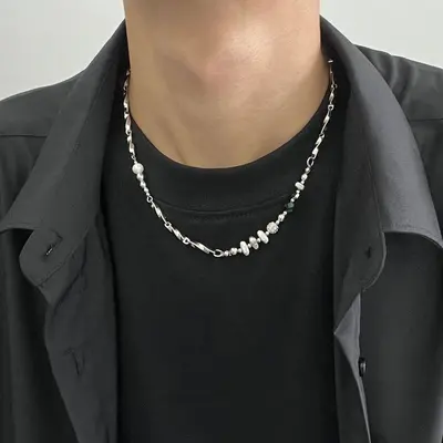 Titan-Stahl-Herrenkette, Hip-Hop-Design, Schlüsselbein-Kette