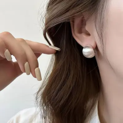 S999 sterling silver needle earstud, metal brushed, unique design - 3