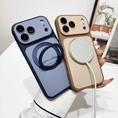 iPhone 18 Pro Max kılıfı, manyetik ständer, yumuşak doku, çift renk