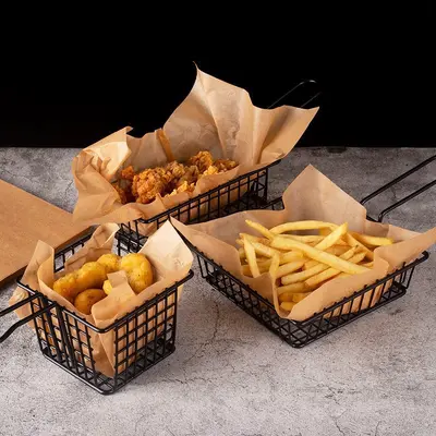 Beef leather color grease-proof paper tray grease-proof paper disposable barbecue mat paper pizza baking paper oil-absorbent paper food-grade - 3