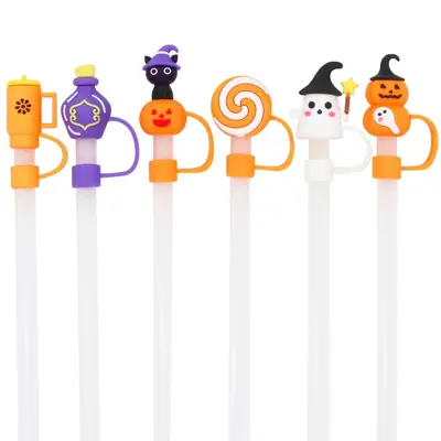 Dustproof Halloween Straw Cover with 10mm Soft Rubber Plug