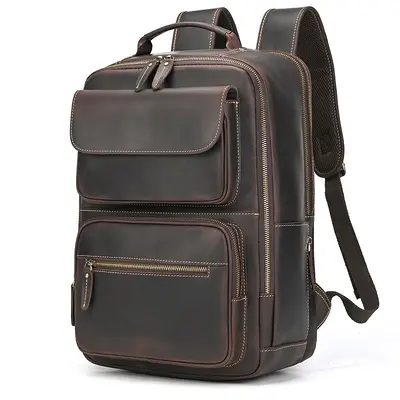 Crazy Horse Leather Vintage Backpack, Genuine Leather, Unisex - 6