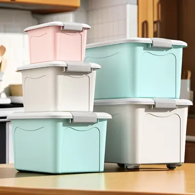 Extra Large Plastic Storage Box with Lid, High Capacity - 5