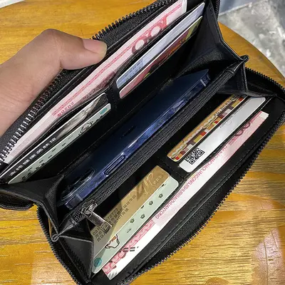 Men's Plaid Long Wallet with Card Slots - 4
