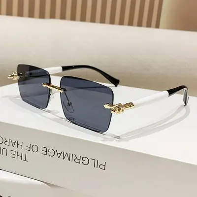 Frameless Sunglasses, Gradient Two-Tone Frame, Unisex - 7
