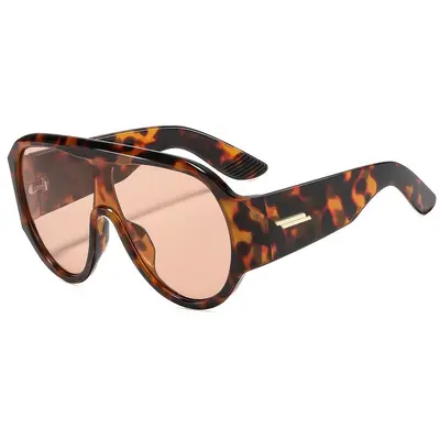 Oversized Pilot Sunglasses with One-Piece Lens - 12