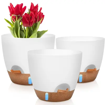 Manufacturer Wholesale Cross-Border Best-Selling Amazon Self-Watering Visible Water Level Plastic Flower Pot for Balcony Courtyard Golden Pothos Aloe Vera