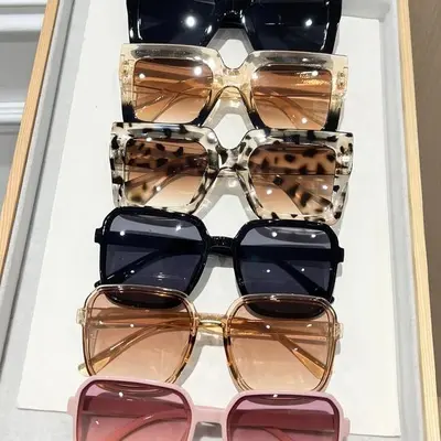 Women's Square Large-Frame Sunglasses, UV Protection, 6-Piece Set