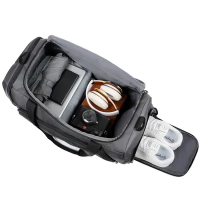 Fitness-Tasche, großer Kapazität, Sporttasche mit Trocken- und Nassfachaufteilung, bedrucktes Logo, unabhängiges Schuhfach, wasserdichte Reisetasche