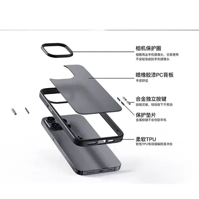 Frosted Transparent TPU+PC Phone Case for iPhone 14