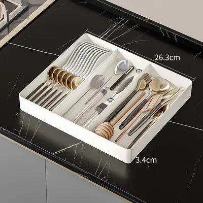Kitchen drawer divider storage box, extendable deep cabinet multi-functional divider box, cutlery organizer for knives, forks, spoons and chopsticks. - 7
