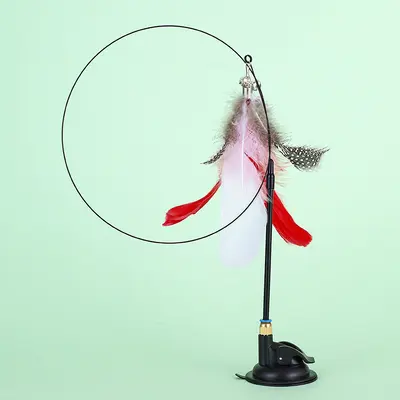 Strong Suction Cup Cat Teaser Wand, Detachable Long Pole, Self-Play - 8