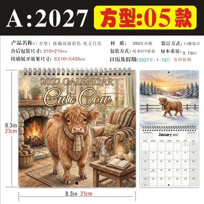Englischer Wandkalender 2027 mit persönlichem Monatskalender - 11