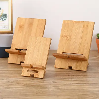 Handyhalter aus Bambusholz mit Tablet-Sockel aus massivem Holz