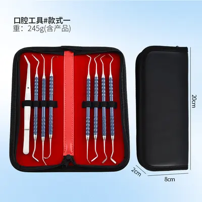 Dental tool set 8-piece, stainless steel, tartar cleaning