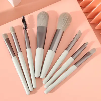 8-piece mini makeup brush set Morandi soft hair eyeshadow brush blush brush lip brush beauty tools makeup set - 9