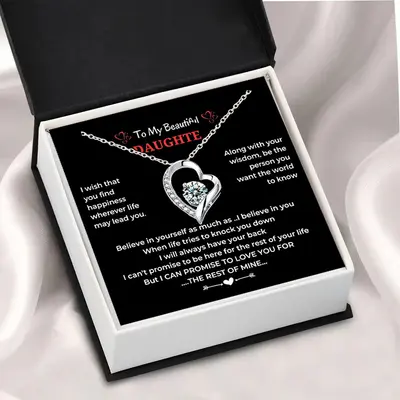 Popular love necklace for women on Amazon, European and American fashion, simple diamond design gift, zircon heart-shaped pendant - 11