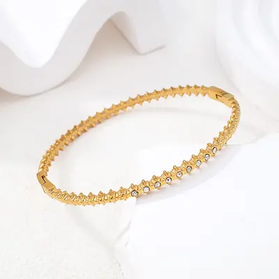 Titanstahl-Armband mit Vergoldung und Weizenähren-Design - 4