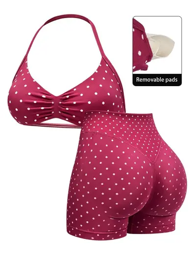 Seamless High-Stretch Women's Yoga Set with Halter Bra and Three-Quarter Leggings - 12