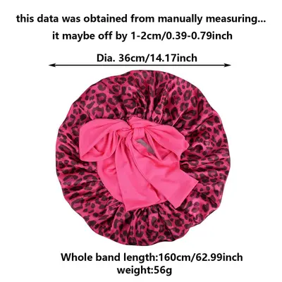Leopard Print Drawstring Sleep Cap with Wide-Brim Beauty Hair Care Hat
