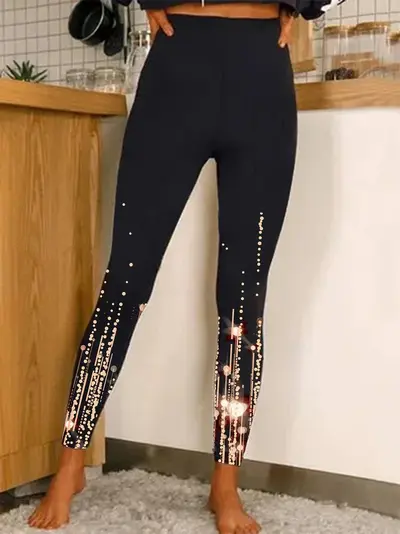 Damen-Stretch-Leggings, High-Waist-Yogahose mit Print - 8