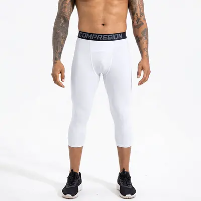 Men's Polyester 3/4 Length Compression Leggings, Quick-Dry Sports - 11
