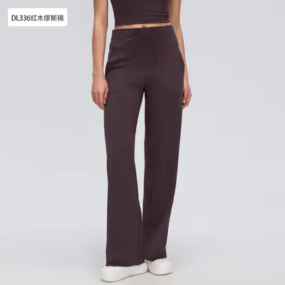 Damen Yogahose mit hohem Bund, gerades Bein, Elastischer Bund, Lockere Passform, DL336 - 7