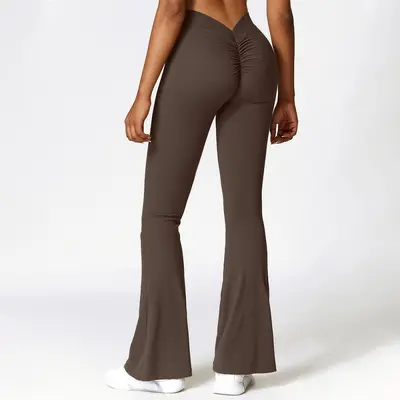 Yoga flare pants with V-waist, high-waist, quick-dry - 11