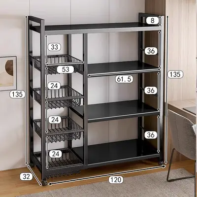 Kitchen storage shelf multi-layer mobile vegetable basket - 12