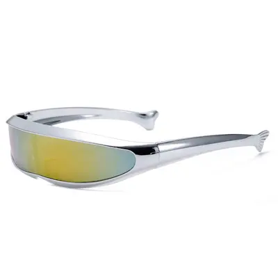 X-Men Style Sunglasses, Laser Pattern, Mercury Lens, One-Piece Frame - 12