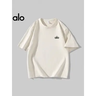 Unisex-T-Shirt mit Stickerei, Kurzarm, 100 % Baumwolle, Dropped Shoulder