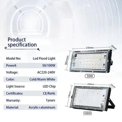 Sınır ötesi LED projektör 50W 100W dış mekan su geçirmez Avrupa fişli süper parlak projektör led spot