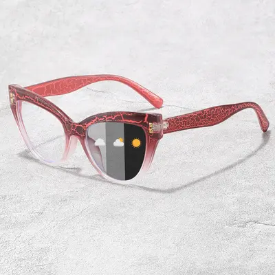 Photochromic Grey Patchwork Sunglasses, Color-Changing Lenses - 4