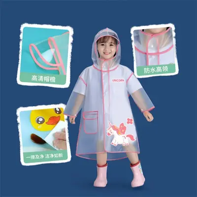 Children's Raincoat, Unisex, Full Body Waterproof Poncho
