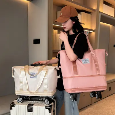 Ekstra büyük kapasiteli seyahat çantası, güvenlik kilitli evrensel tekerlekli doğum çantası, kısa mesafe iş gezisi uçak çantası saklama çantası