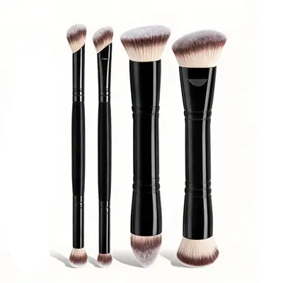 Large 5-Piece Dual-Head Makeup Brush Set with Foundation and Blush Brushes - 10